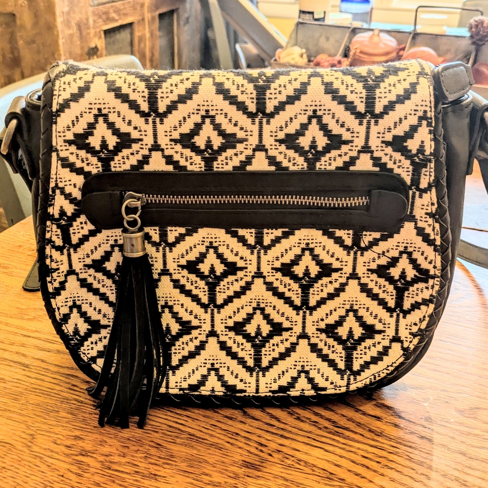 Dolce Vita Black and Cream Crossbody Bag